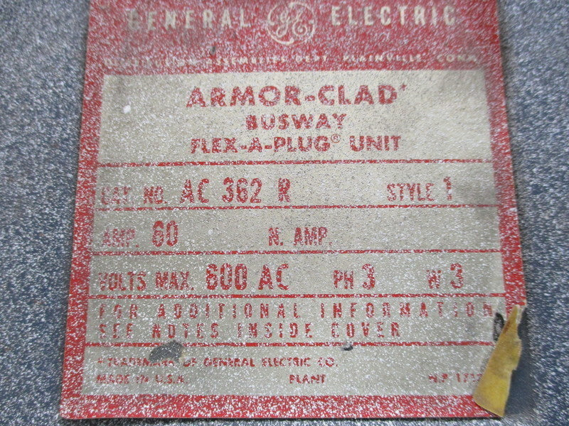 GENERAL ELECTRIC AC362R STYLE 1 UNMP