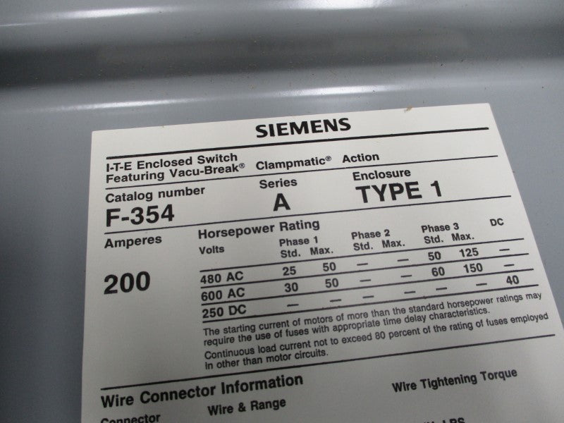 SIEMENS F-354 SER. A TYPE 1 NSNP