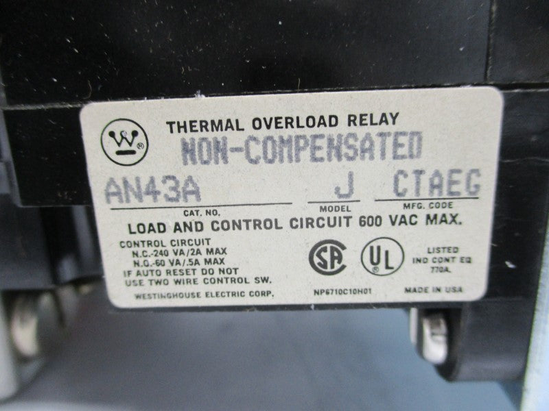 WESTINGHOUSE AN43A MODEL J (5667D76G16) NSMP