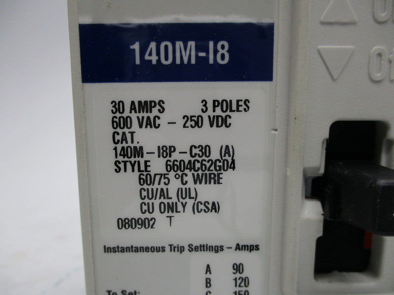 ALLEN BRADLEY 140M-I8P-C30 SER. A 30A 600VAC 250VDC (BR/WH) NSMP
