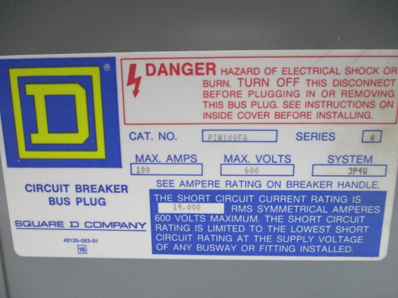 SQUARE D PIN-100-FA SER. 4 NSMP