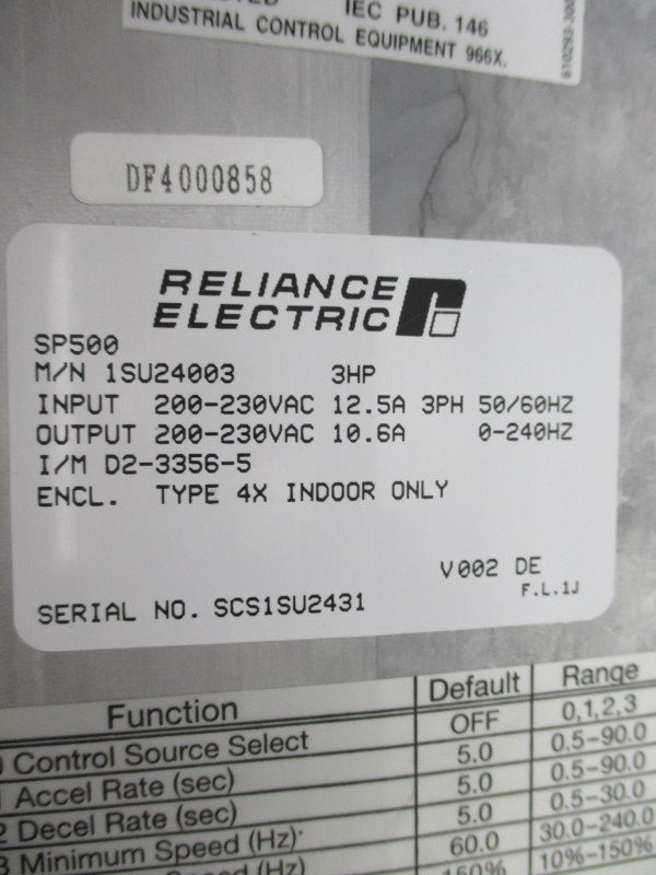 RELIANCE ELECTRIC 1SU24003 NSNP