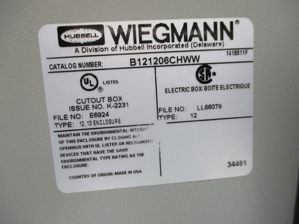 HUBBELL B121206CHWW (4KN95) NSMP