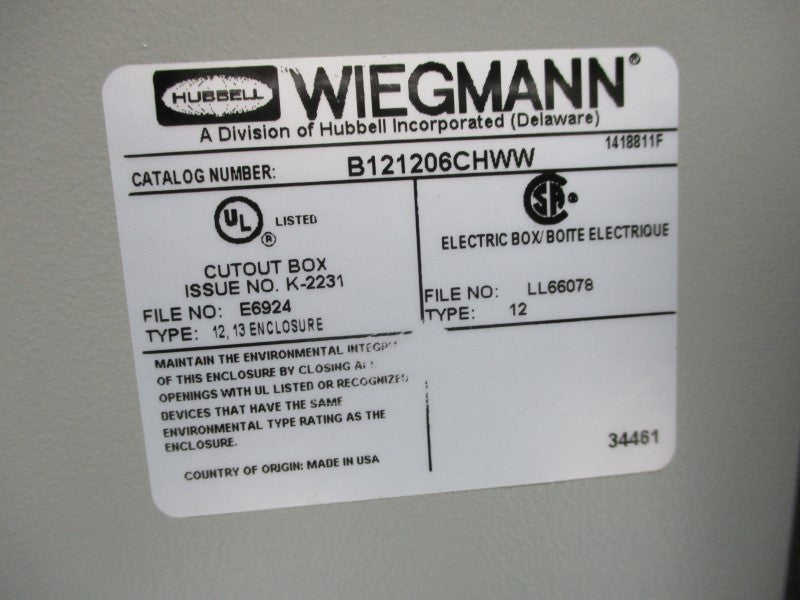HUBBELL B121206CHWW (4KN95) NSMP