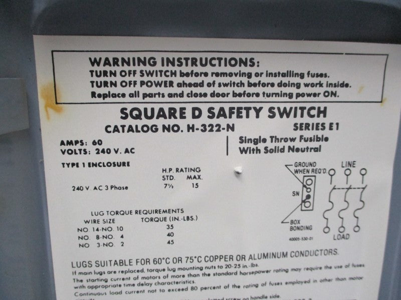 SQUARE D H322N NSNP
