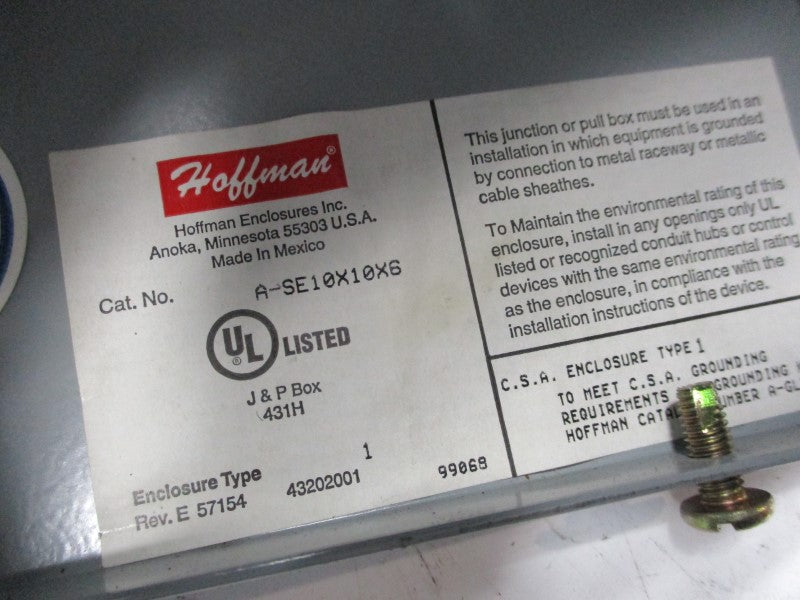 HOFFMAN A-SE10X10X6 UNMP