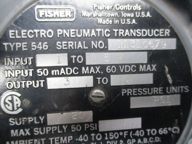FISHER TYPE 546 NSNP
