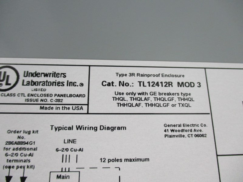 GENERAL ELECTRIC TL12412R 120VAC 125A NSMP