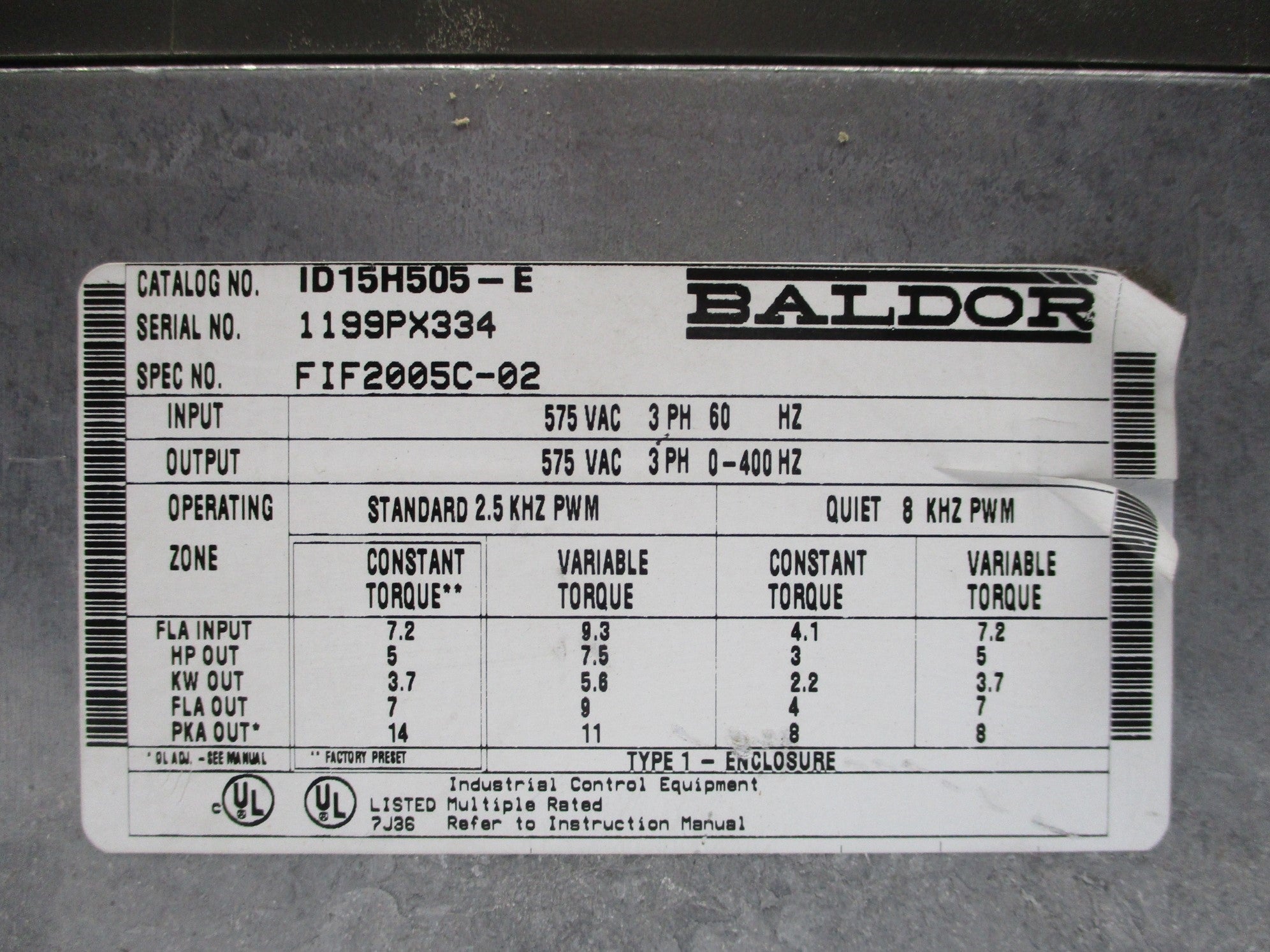 BALDOR ID15H505-E UNMP