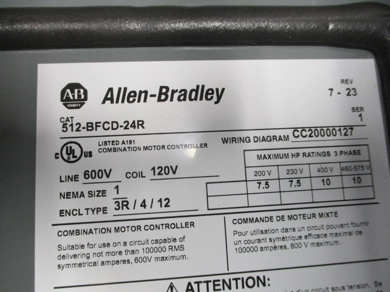 ALLEN BRADLEY 512-BFCD-24R SER. 1 NSMP