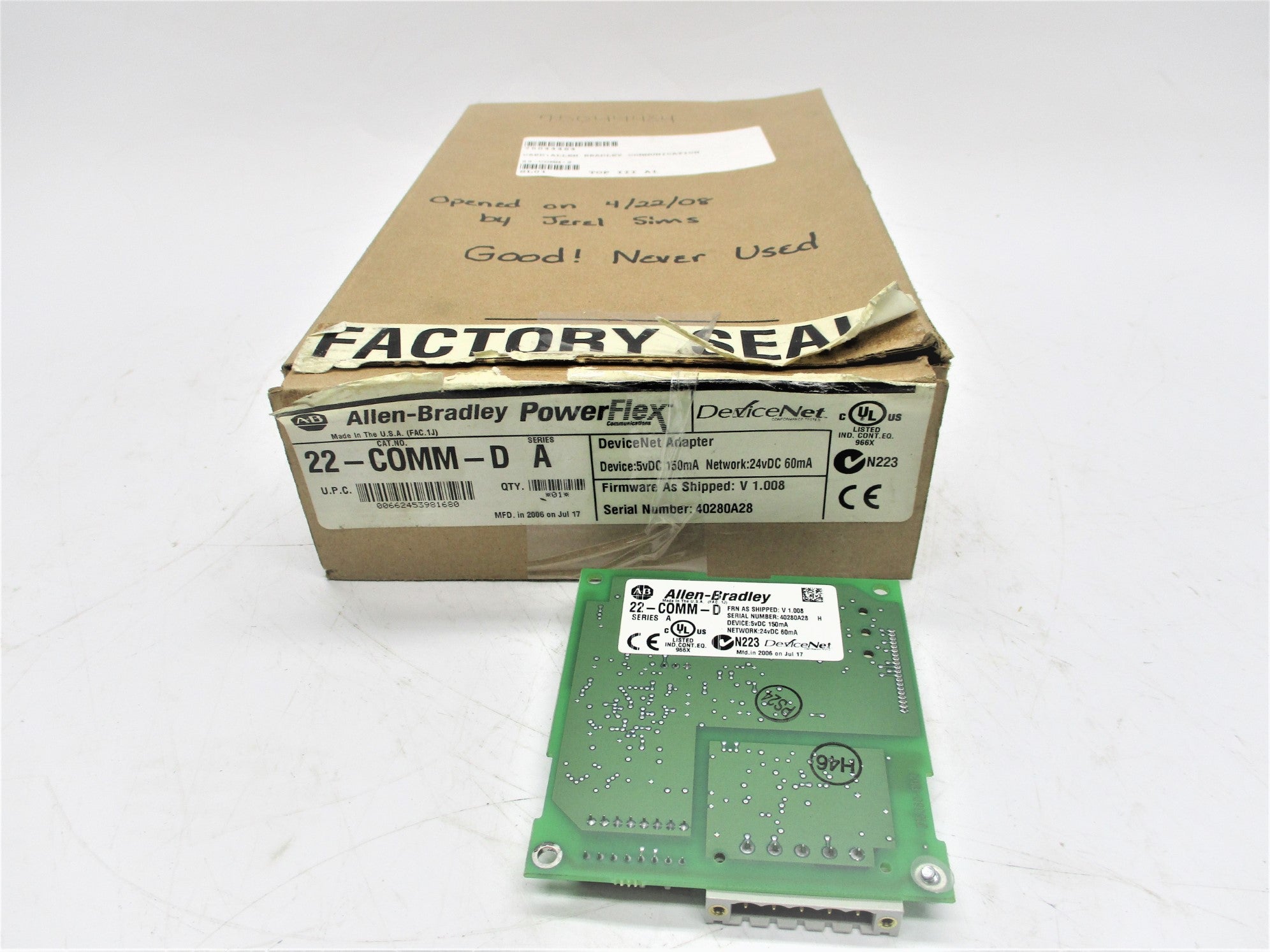 ALLEN BRADLEY 20-COMM-D SER. A F/W 1.008 NSMP