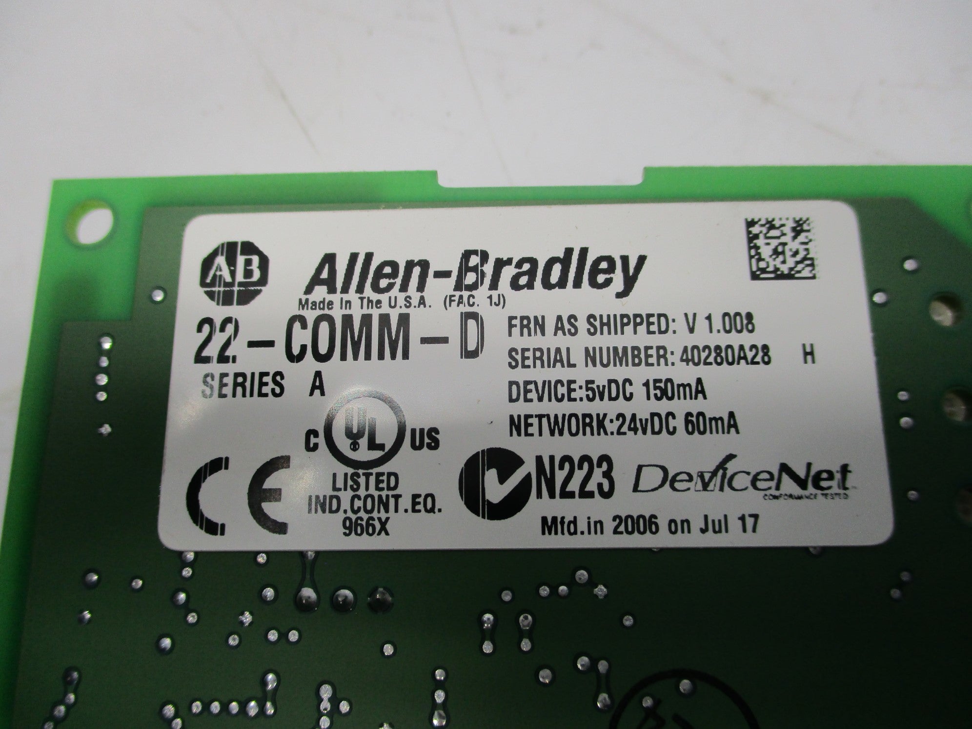 ALLEN BRADLEY 20-COMM-D SER. A F/W 1.008 NSMP