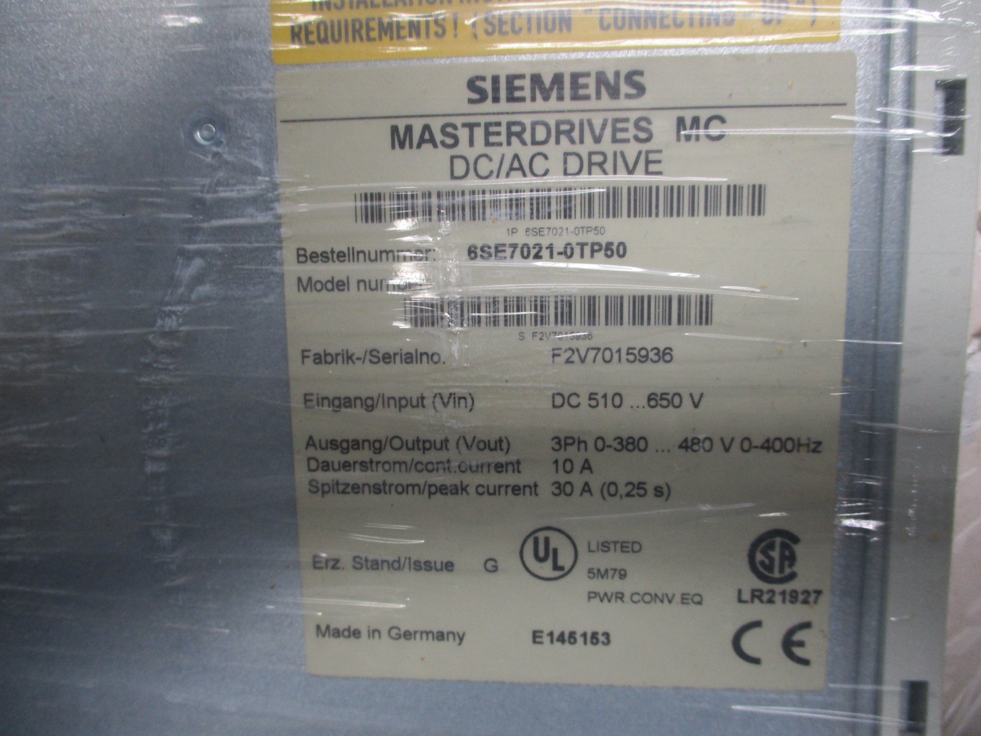 SIEMENS 6SE7021-0TP50 NSMP