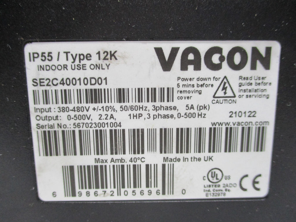 VACON SE2C40010D01 TYPE 12K SER. X UNMP
