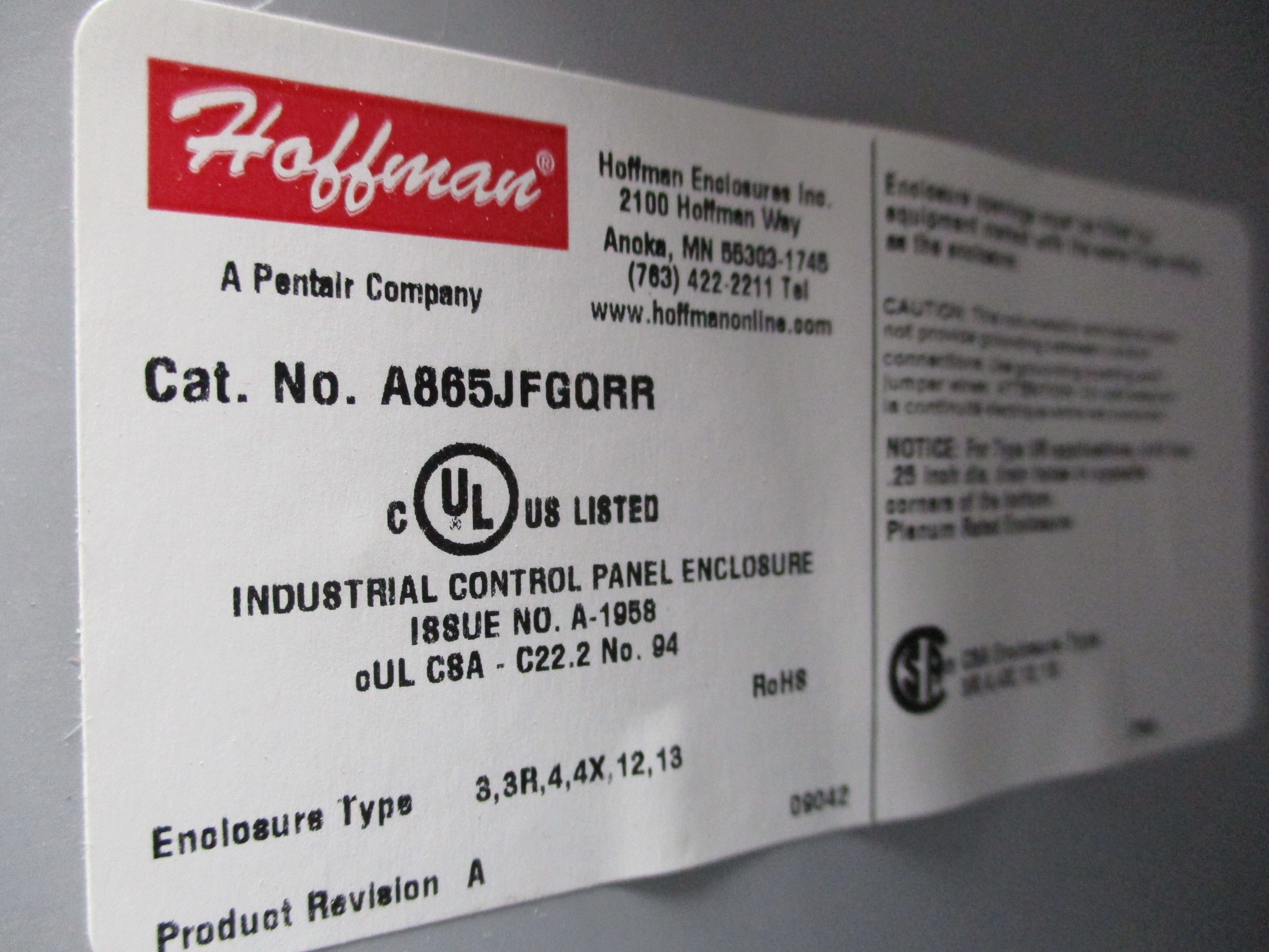 HOFFMAN A865JFGQRR NSMP