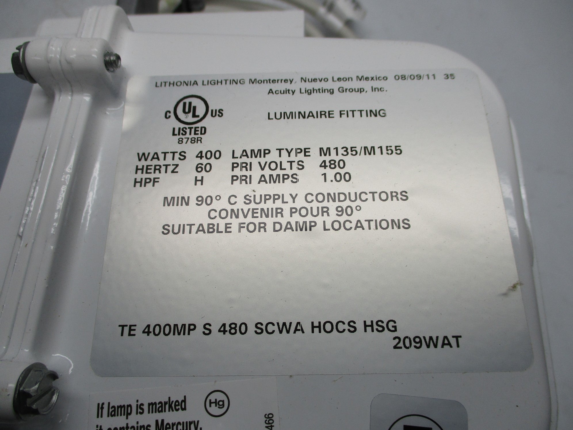 LITHONIA LIGHTING TE-400MP-S-480-SCWA-HOCS-HSG NSMP