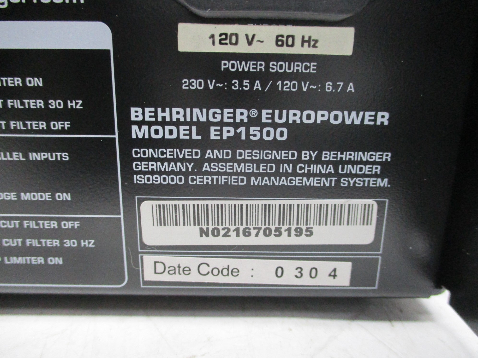 EUROPOWER EP1500 N0216705195 NSMP