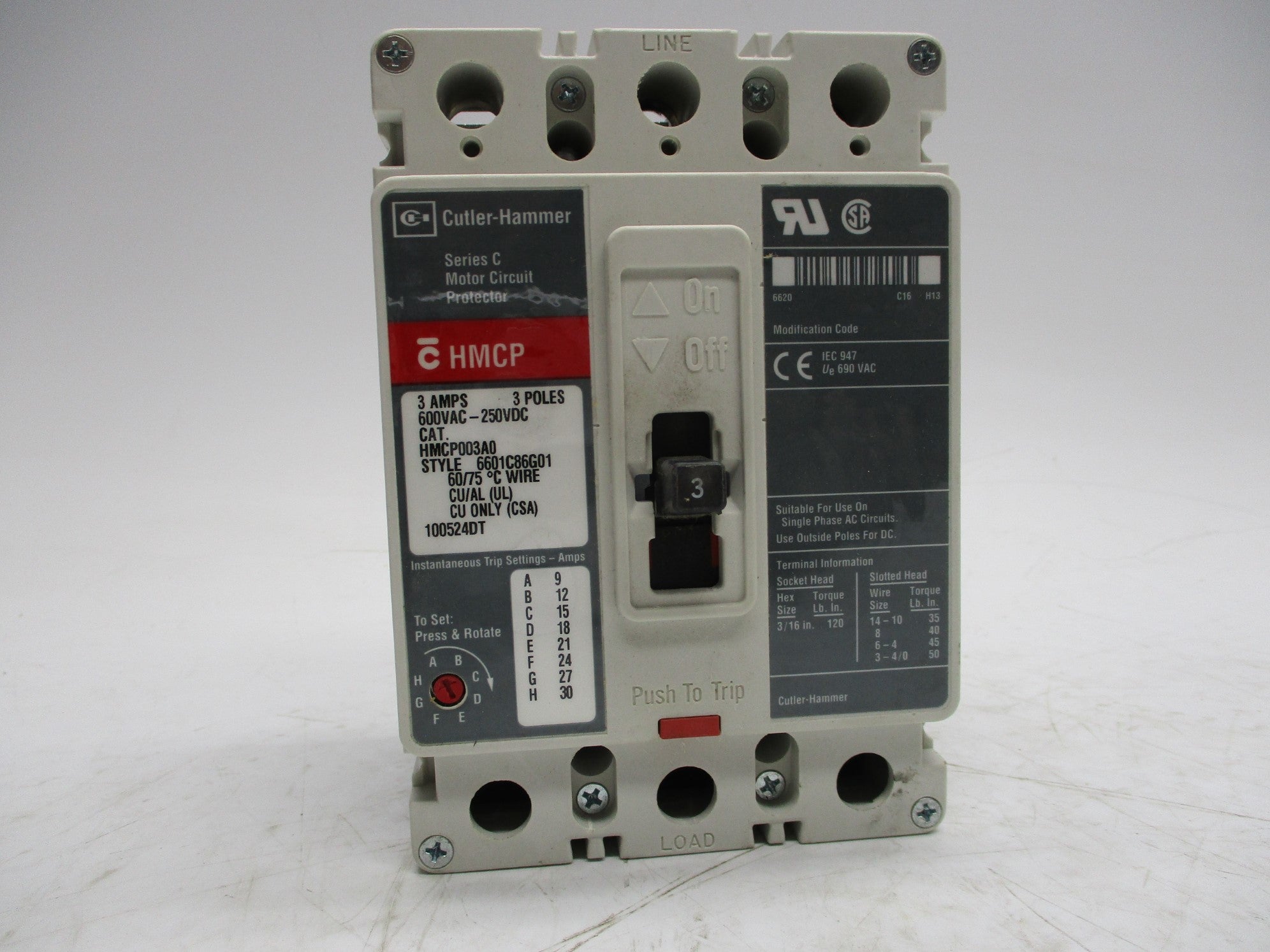 CUTLER HAMMER HMCP003A0 SER. C NSMP