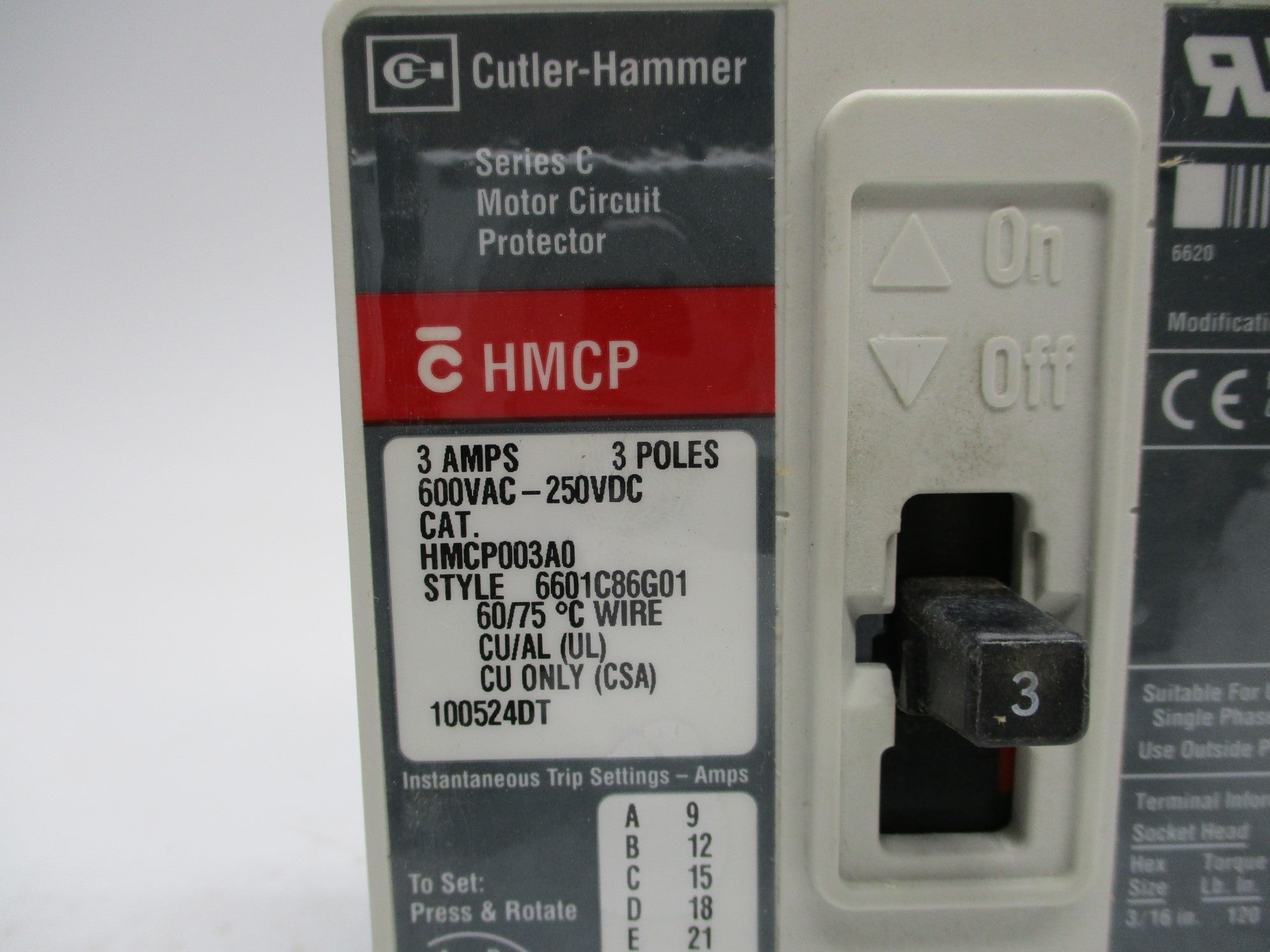 CUTLER HAMMER HMCP003A0 SER. C NSMP