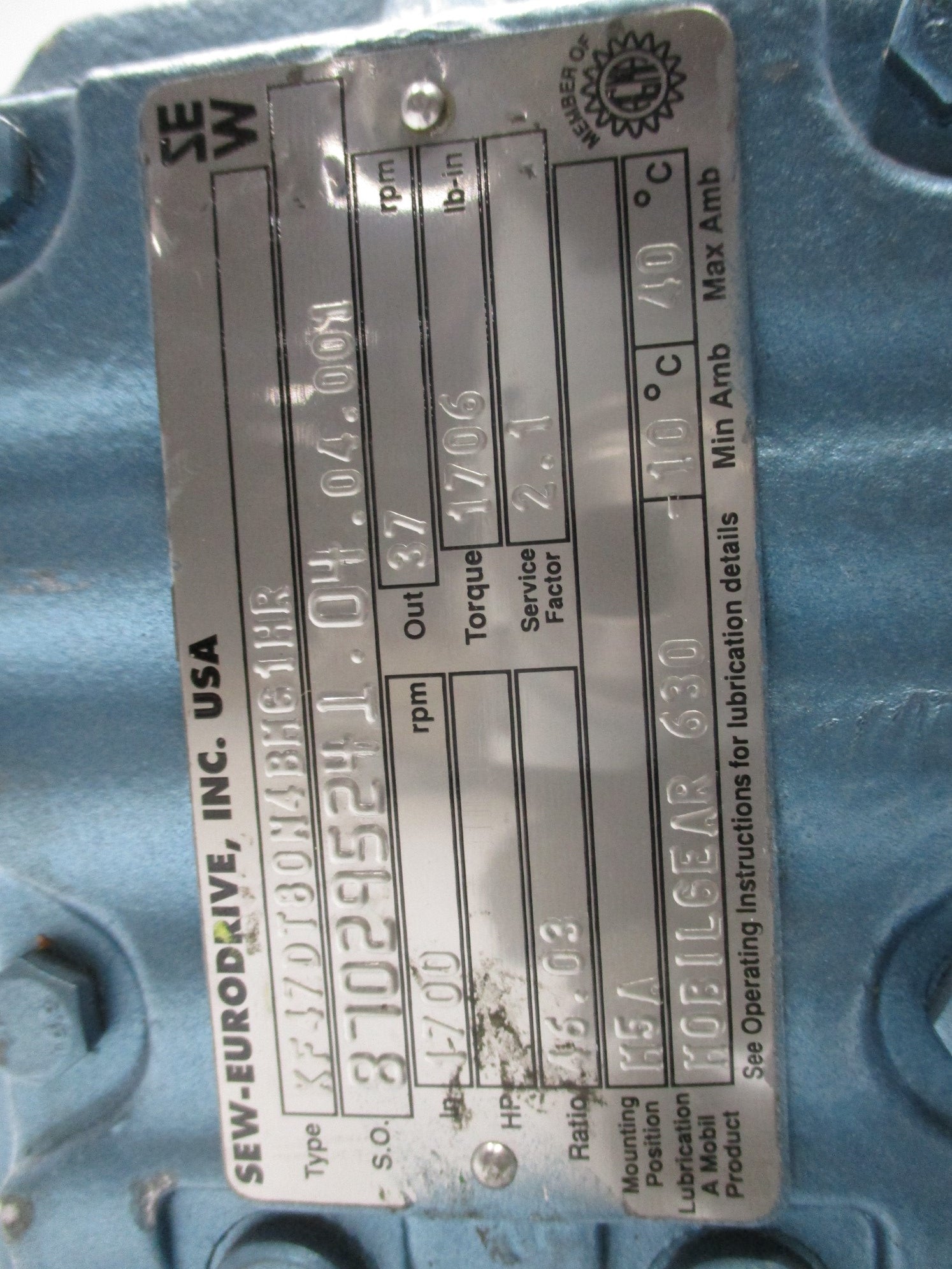 SEW EURODRIVE KF47DT80N4BMG1HR NSNP