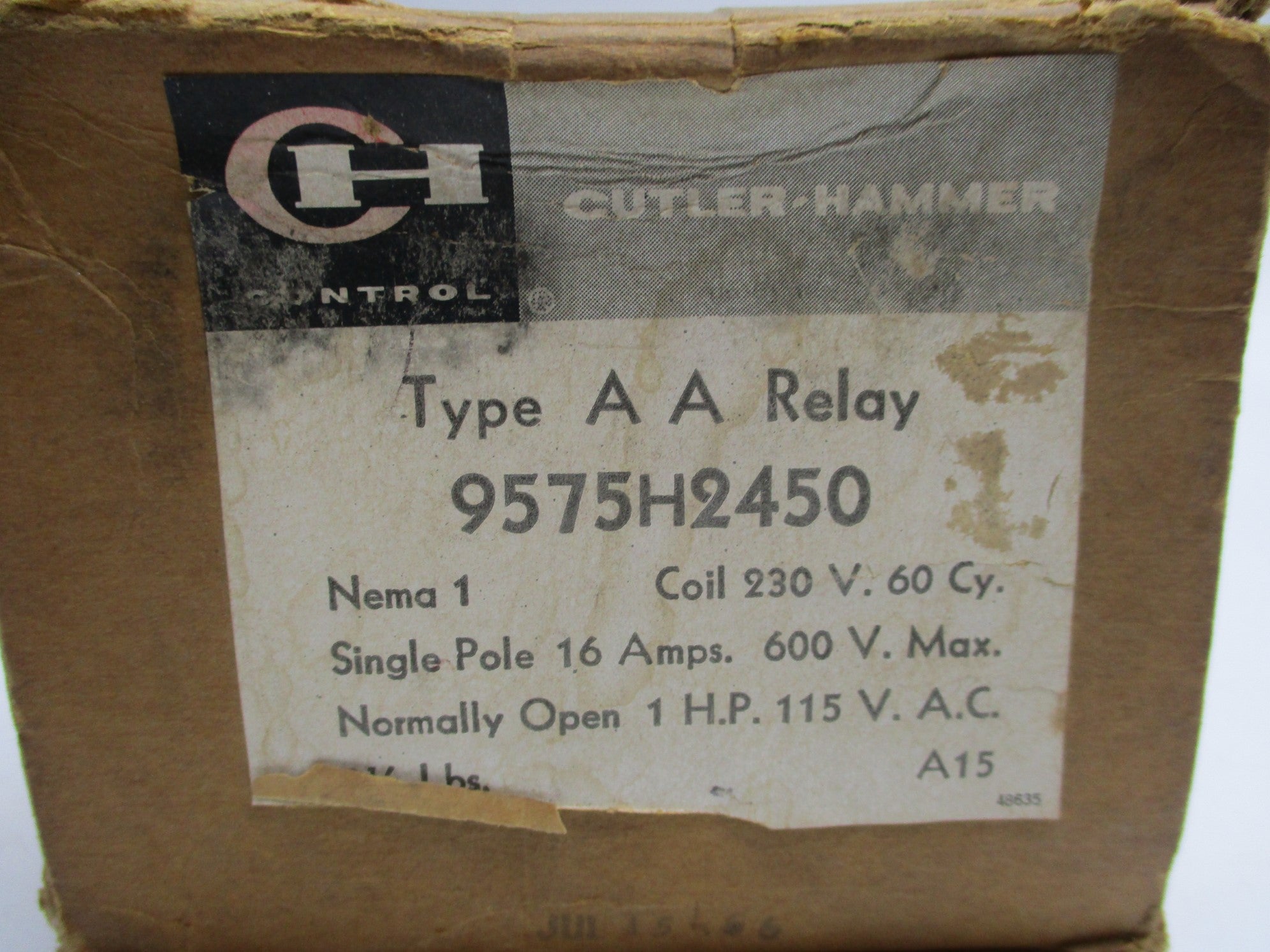 CUTLER HAMMER 9575H2450 TYPE AA 16A NSMP