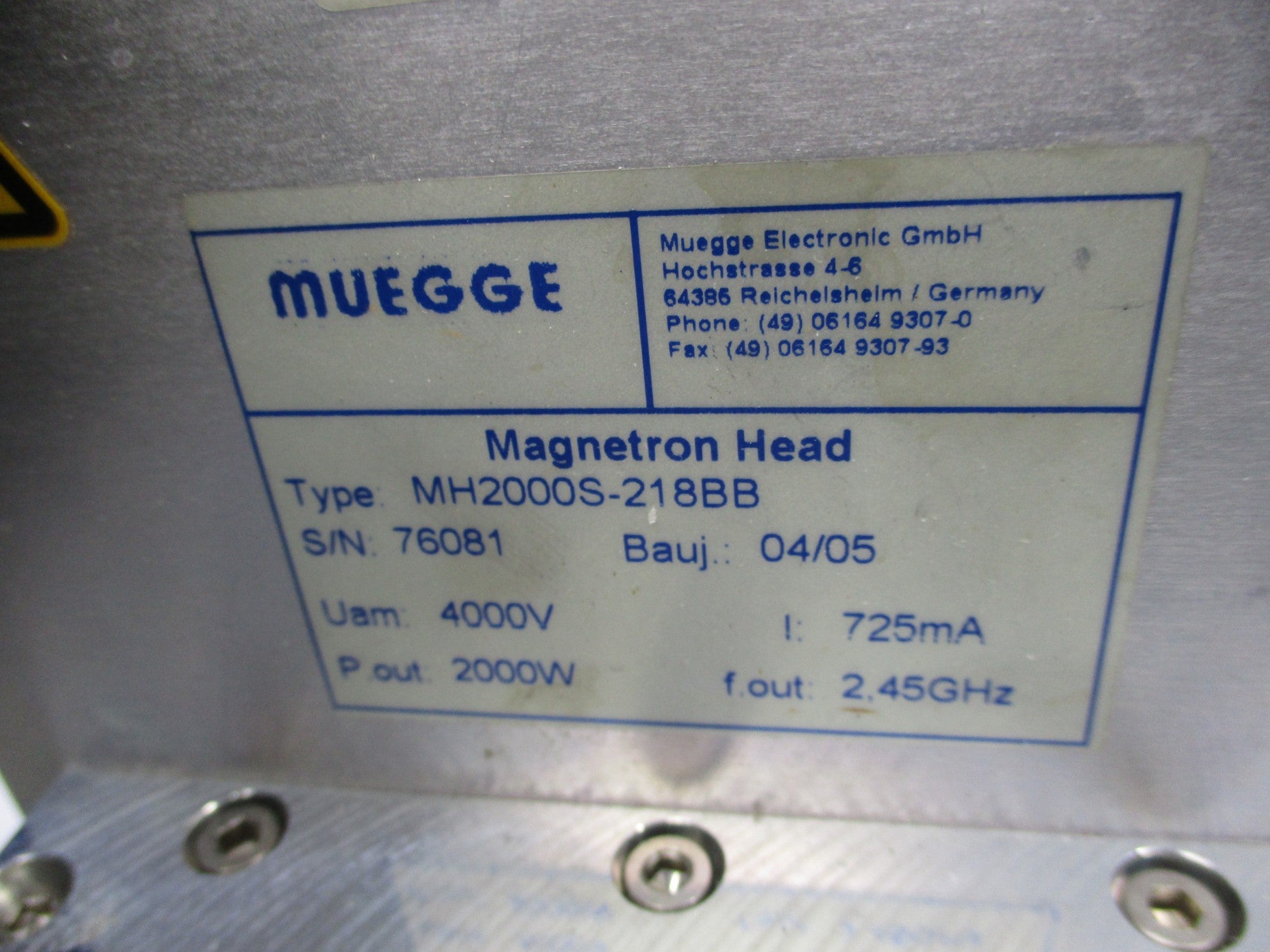 MUEGGE MH2000S-218BB UNMP