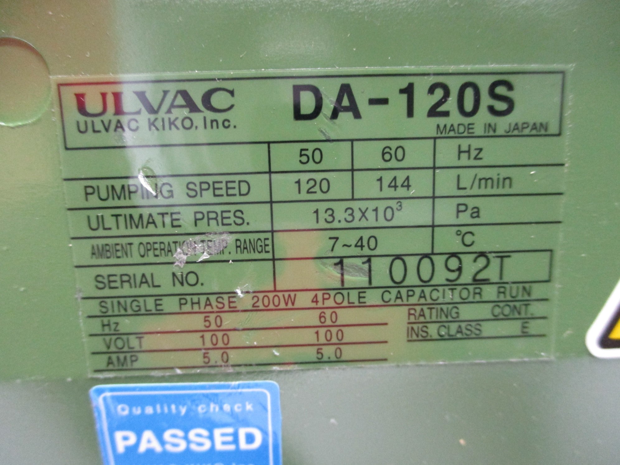 ULVAC DA-120S NSMP