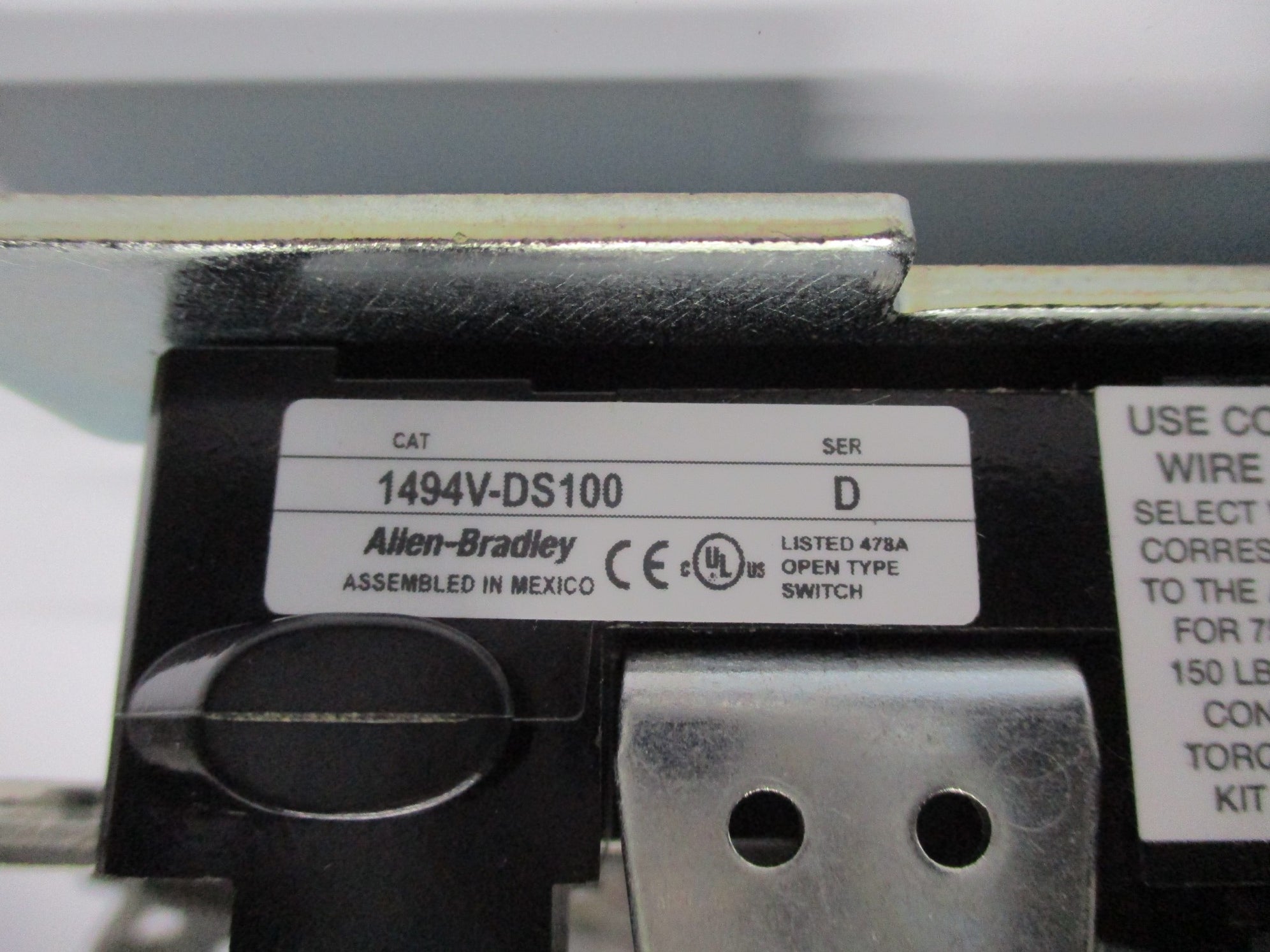 ALLEN BRADLEY 1494V-DS100 SER. D (BR/WH) NSMP
