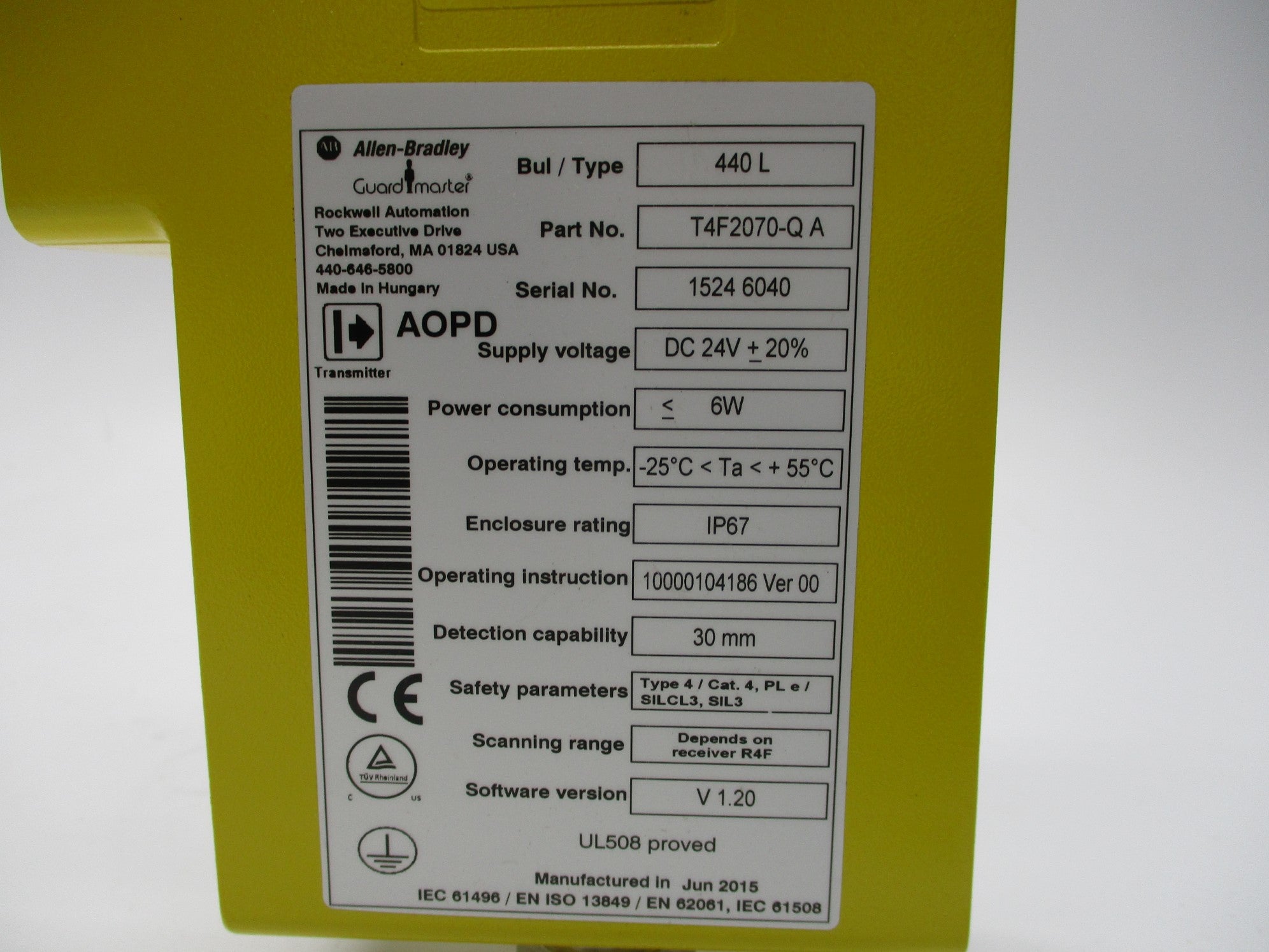 ALLEN BRADLEY 440L-T4F2070-QA SER. A (WH) NSMP
