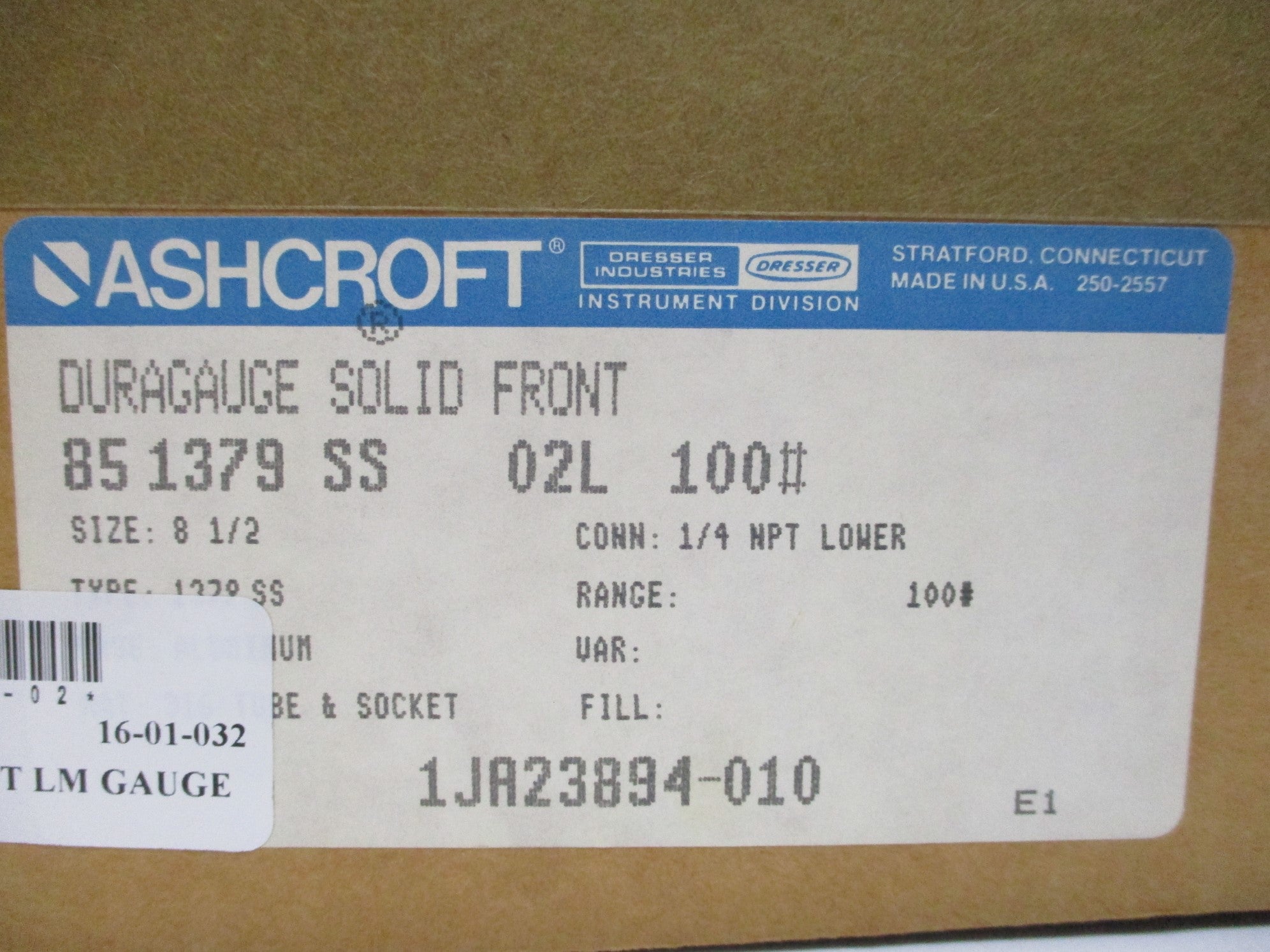 ASHCROFT 85-1379-SS-02L-100# NSMP