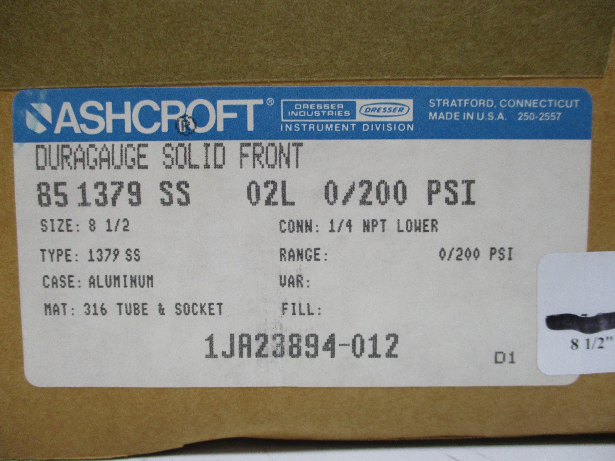 ASHCROFT 85-1379-SS-02L-0/200PSI NSMP