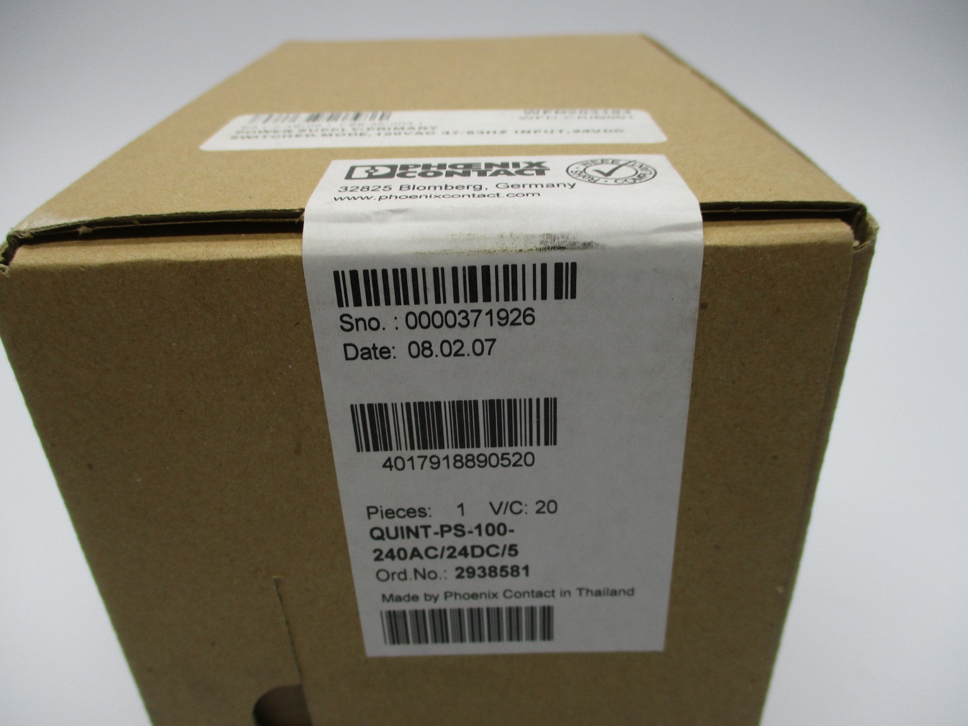 PHOENIX CONTACT QUINT-PS-100-240AC/24DC/5 2938581 NSFS