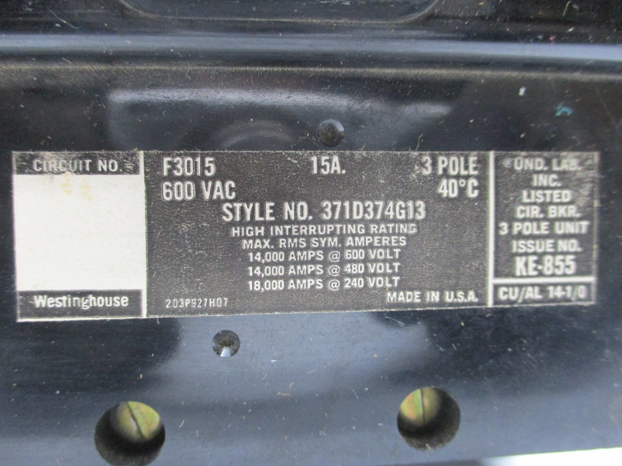 WESTINGHOUSE F3015 371D374G13 NSMP