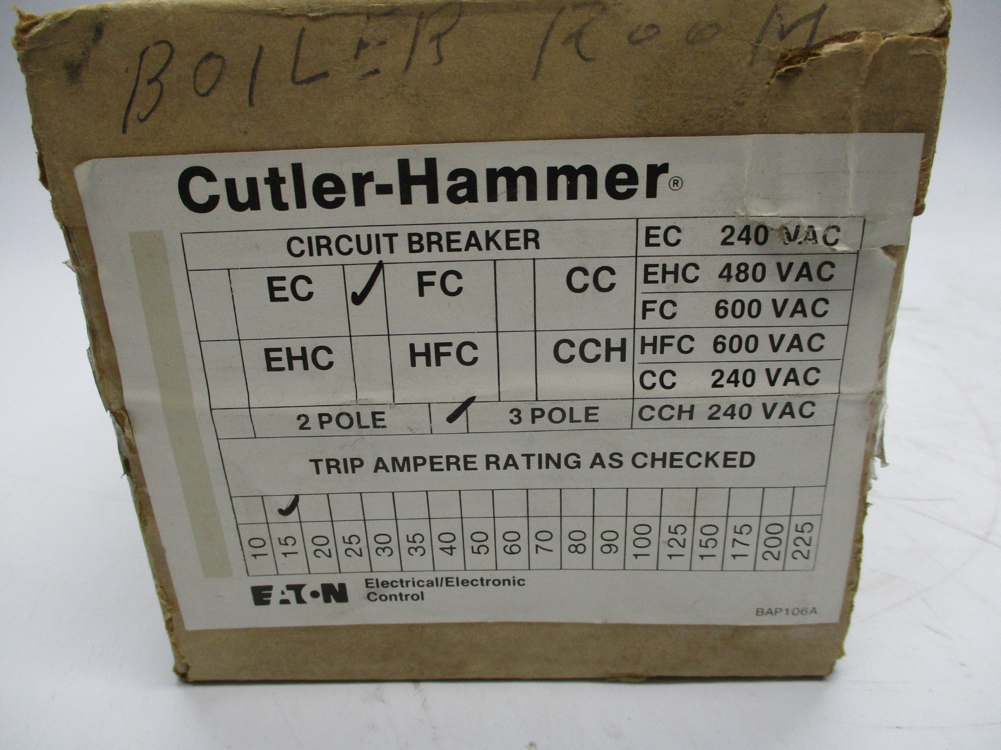 CUTLER HAMMER FC3015 15A 600VAC NSFS