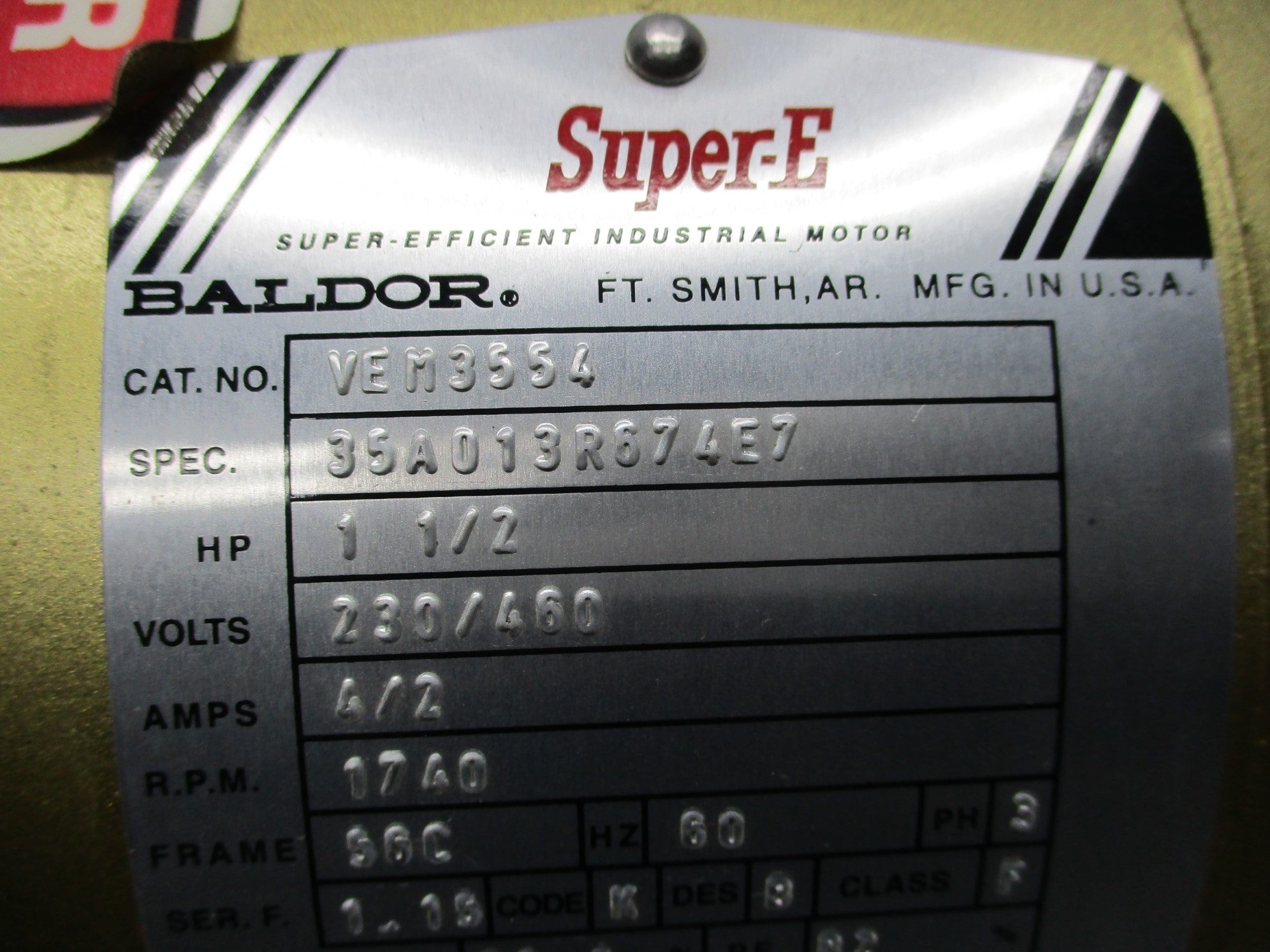 BALDOR VEM3554 (AS PICTURED) UNMP
