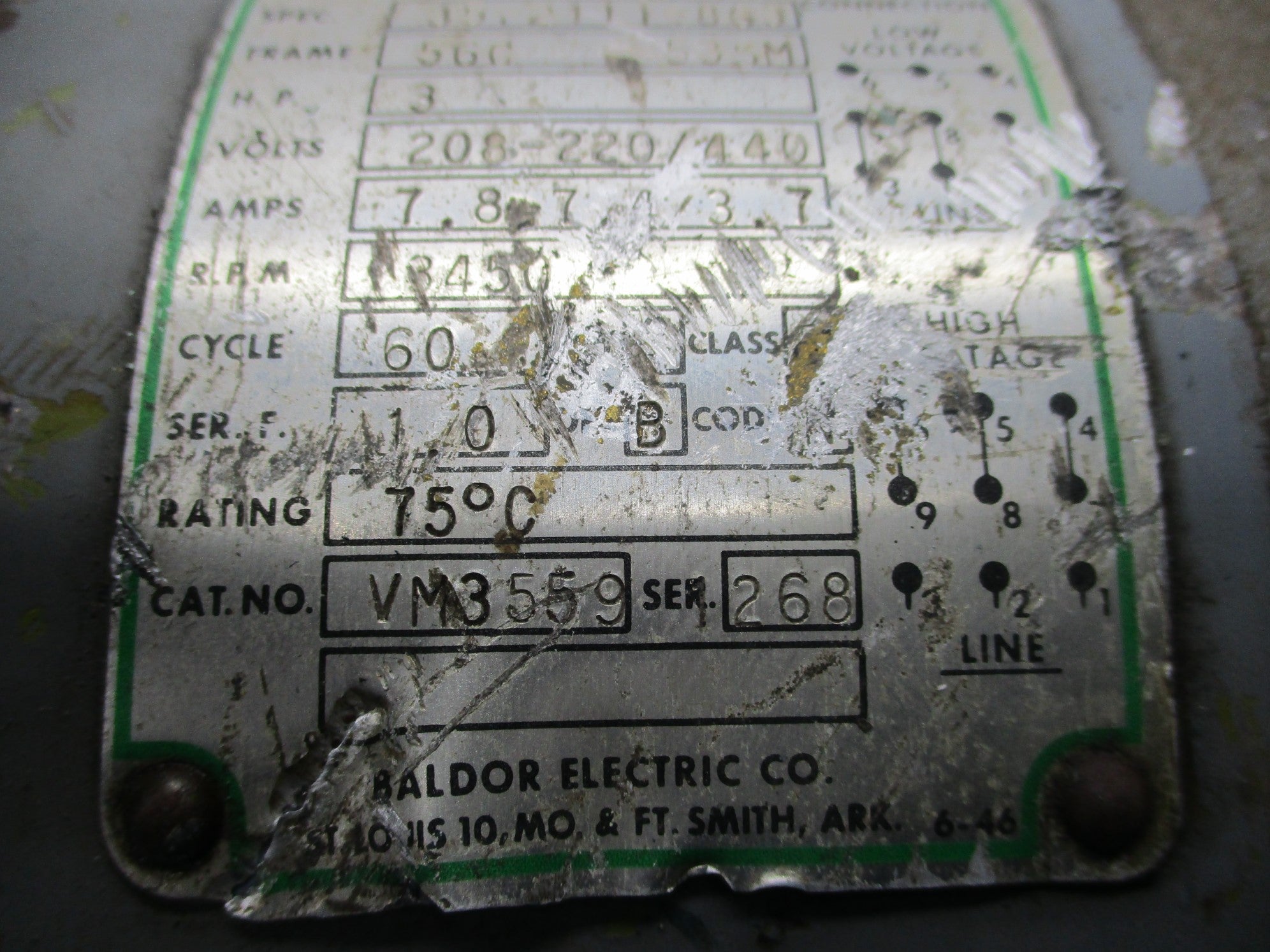 BALDOR VM3558 SER. 268 UNMP