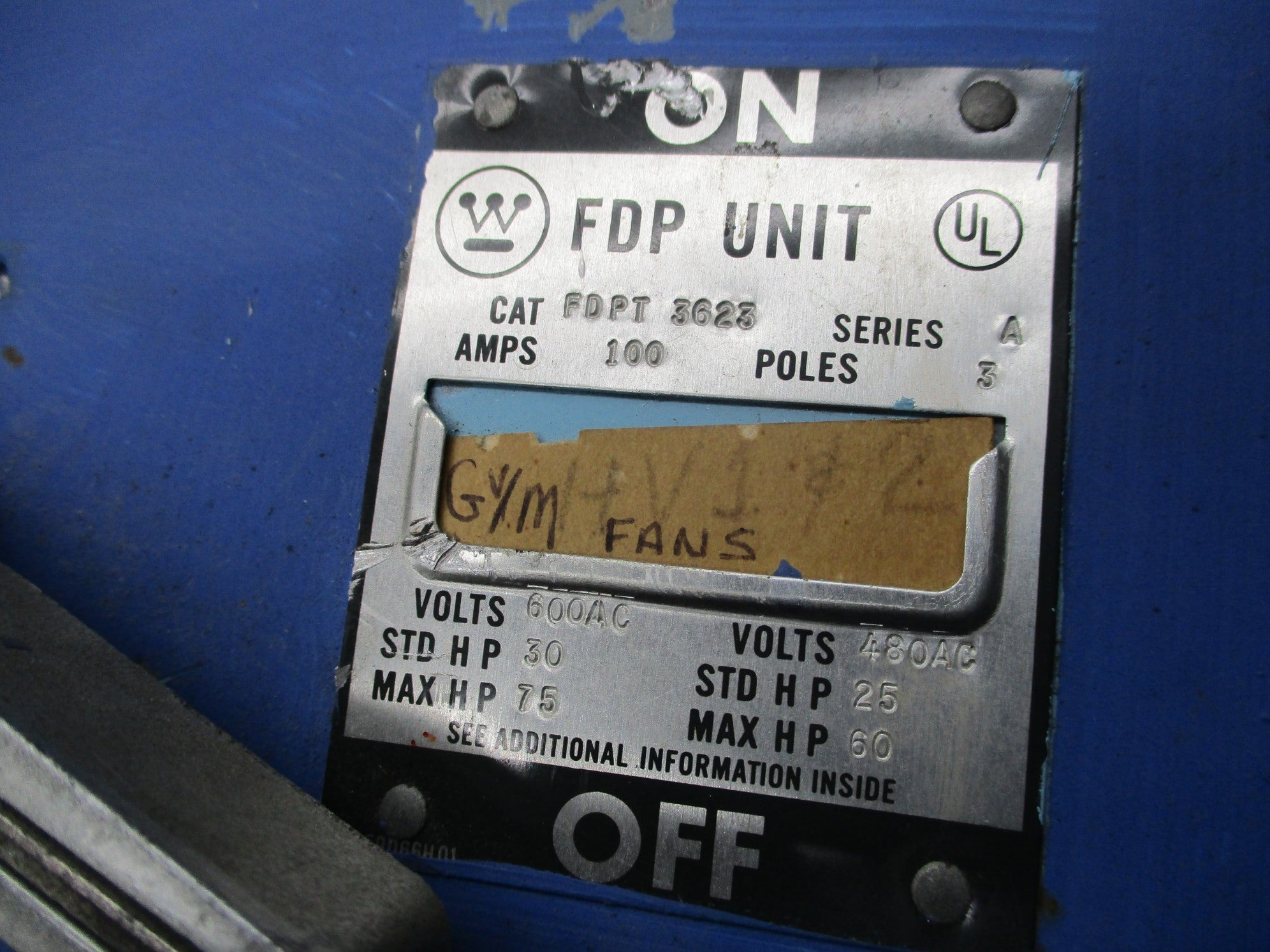 WESTINGHOUSE FDPT3623 SER. A 60/100A (AS PICTURED) UNMP