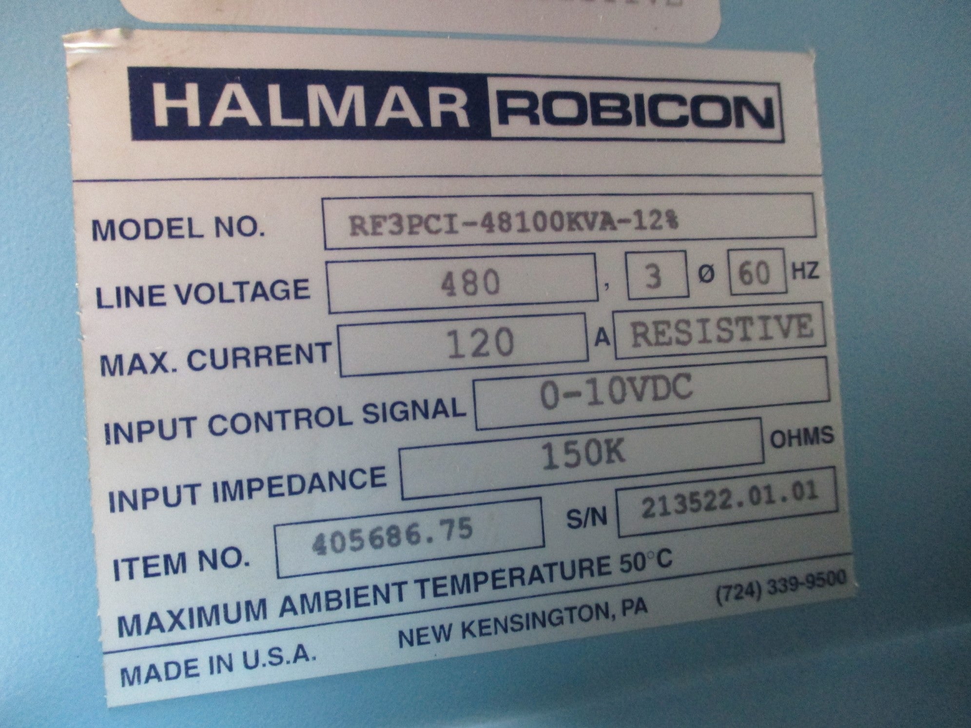 HALMAR ROBICON RF3PCI-48100KVA-12% UNMP