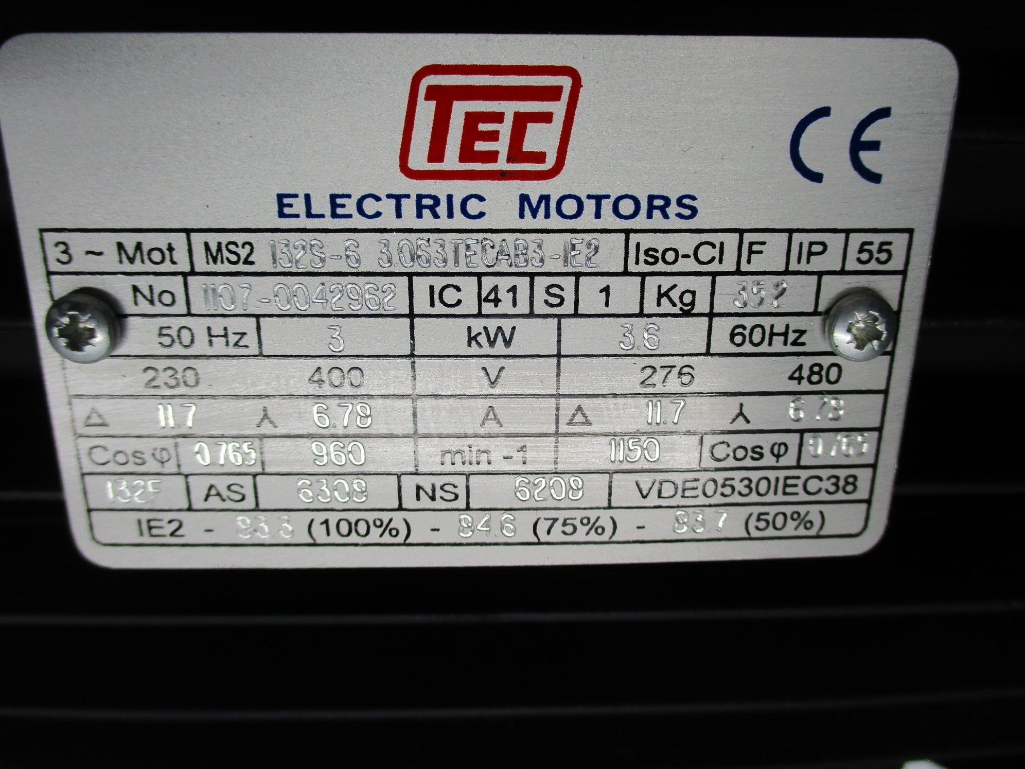 TEC 3.063TECAB3-IE2 VDE0530IEC38 UNMP