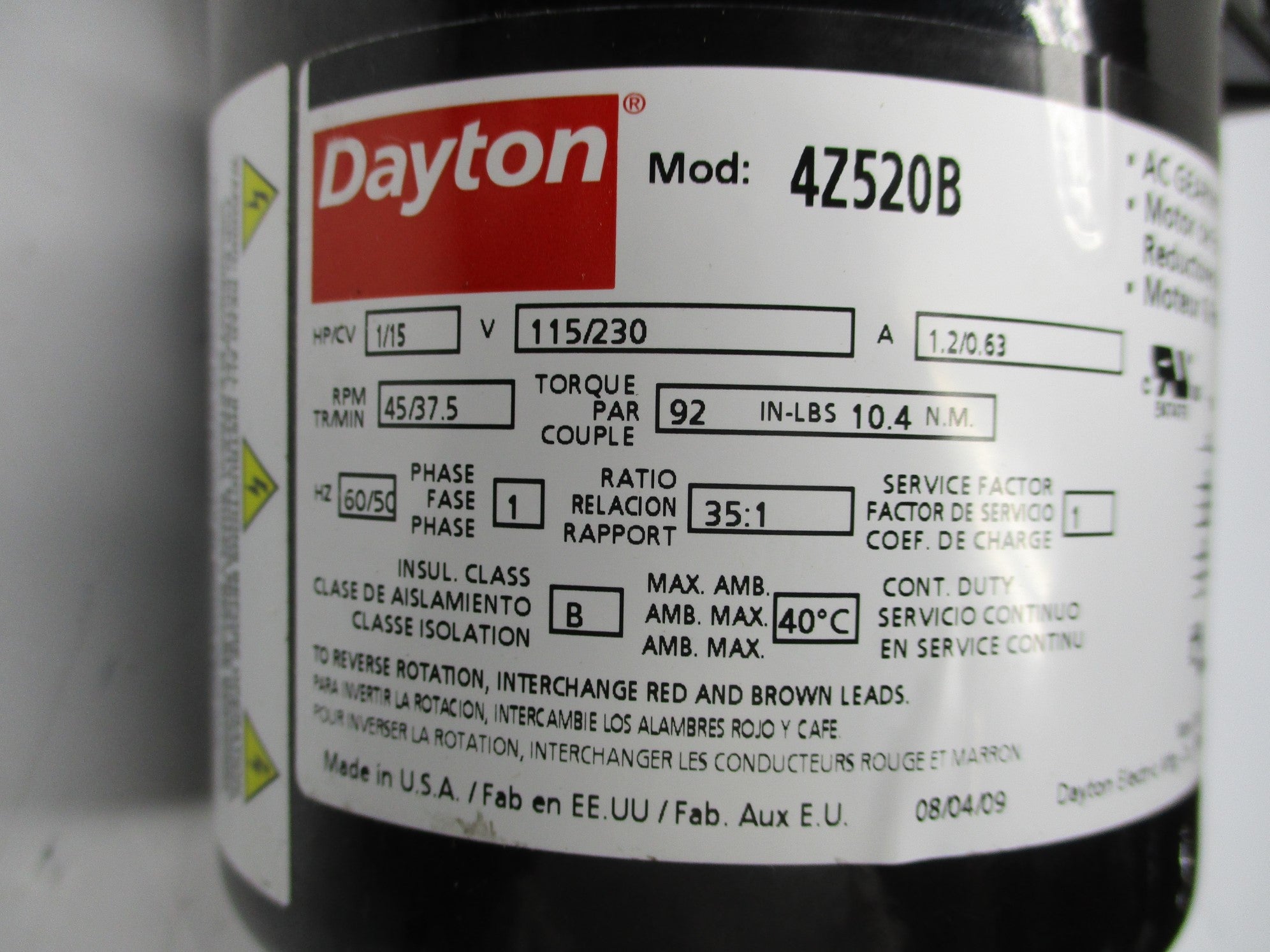 DAYTON 4Z520B NSNP