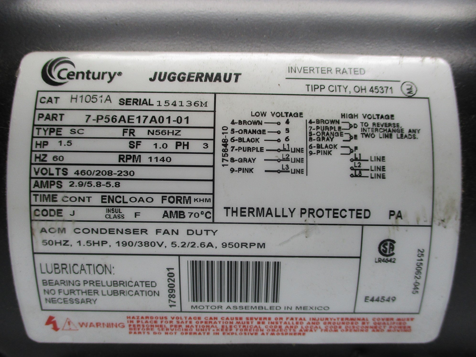 CENTURY H1051A 7-P56AE17A01-01 NSNP