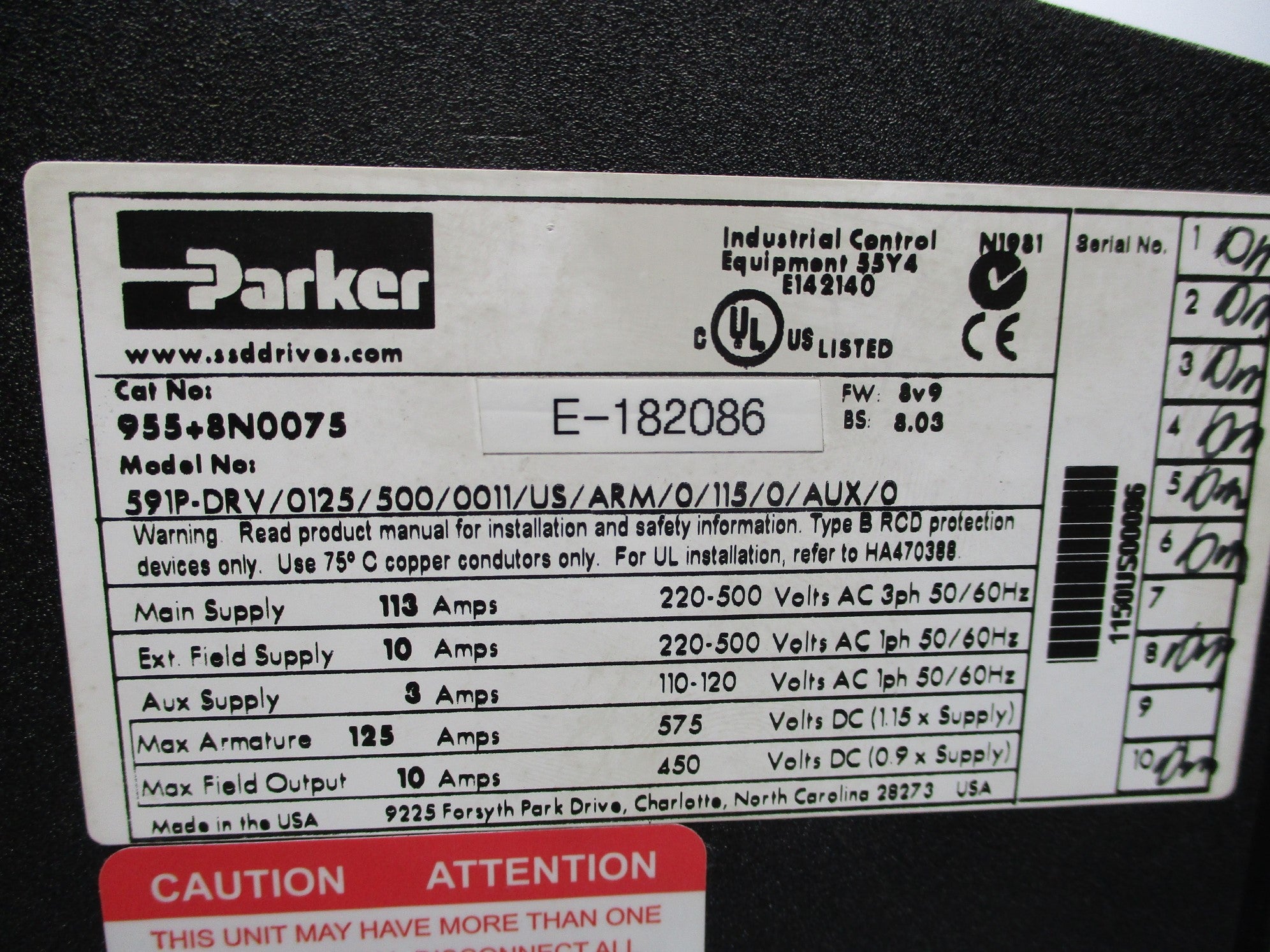 PARKER 955-8N0075 (AS PICTURED) UNMP