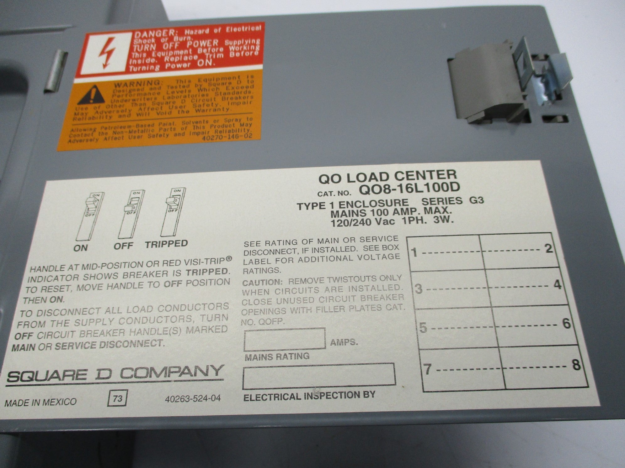 SQUARE D QO8-16L100DS NSMP