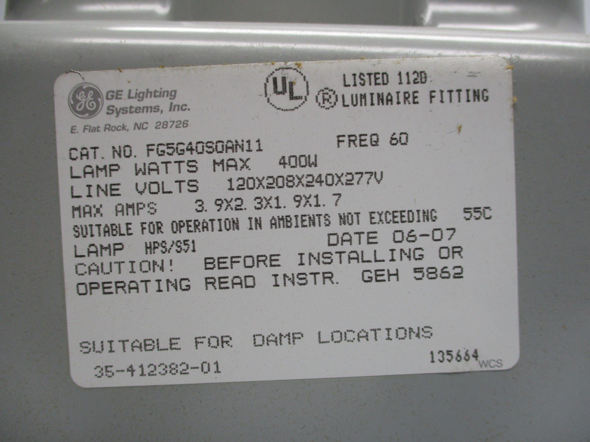GENERAL ELECTRIC FG5G40S0AN11 NSMP