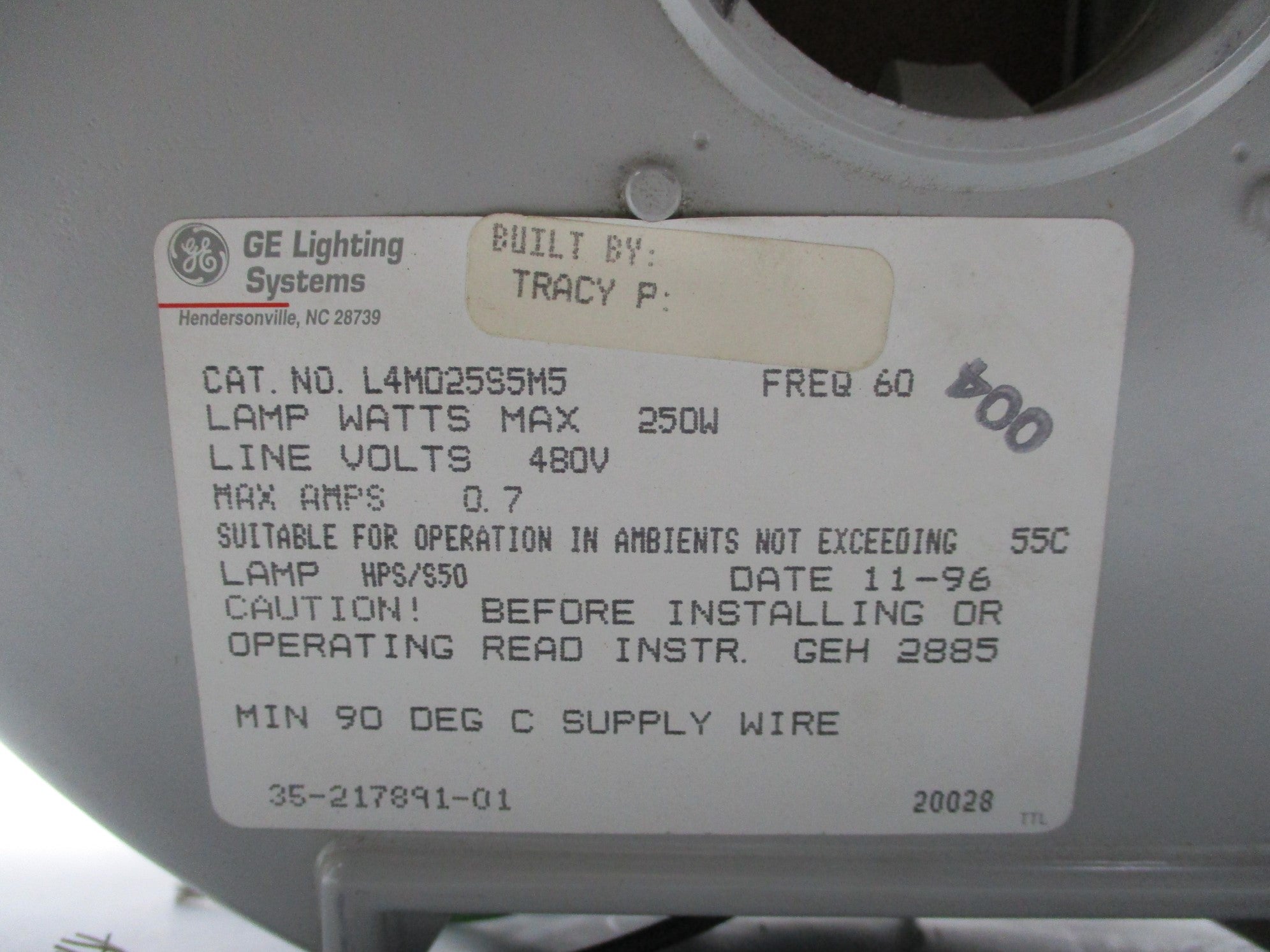 GENERAL ELECTRIC L4MD25S5M5 NSNP