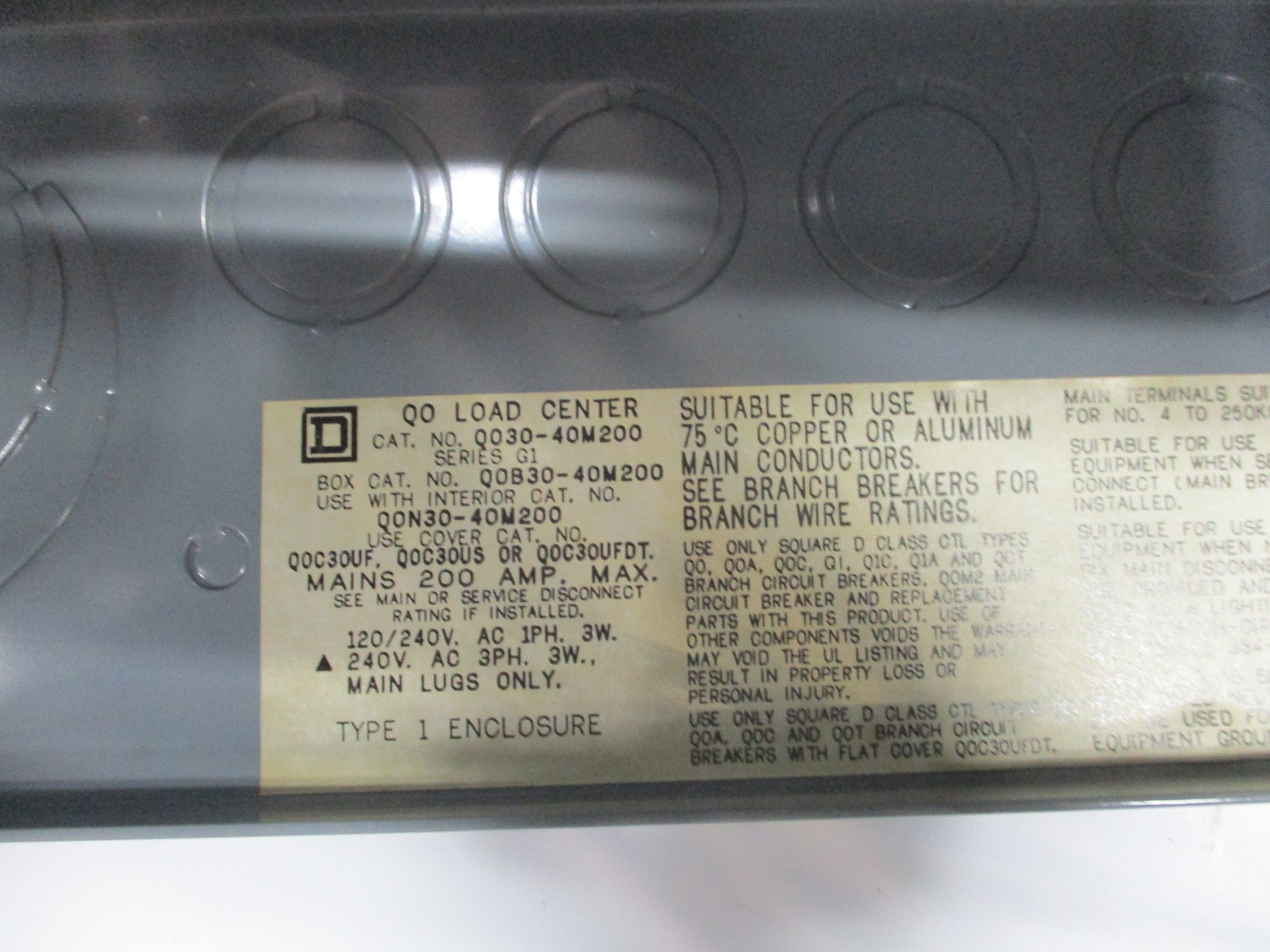SQUARE D QO30-40M200 SER. G1 200A (AS PICTURED) UNMP