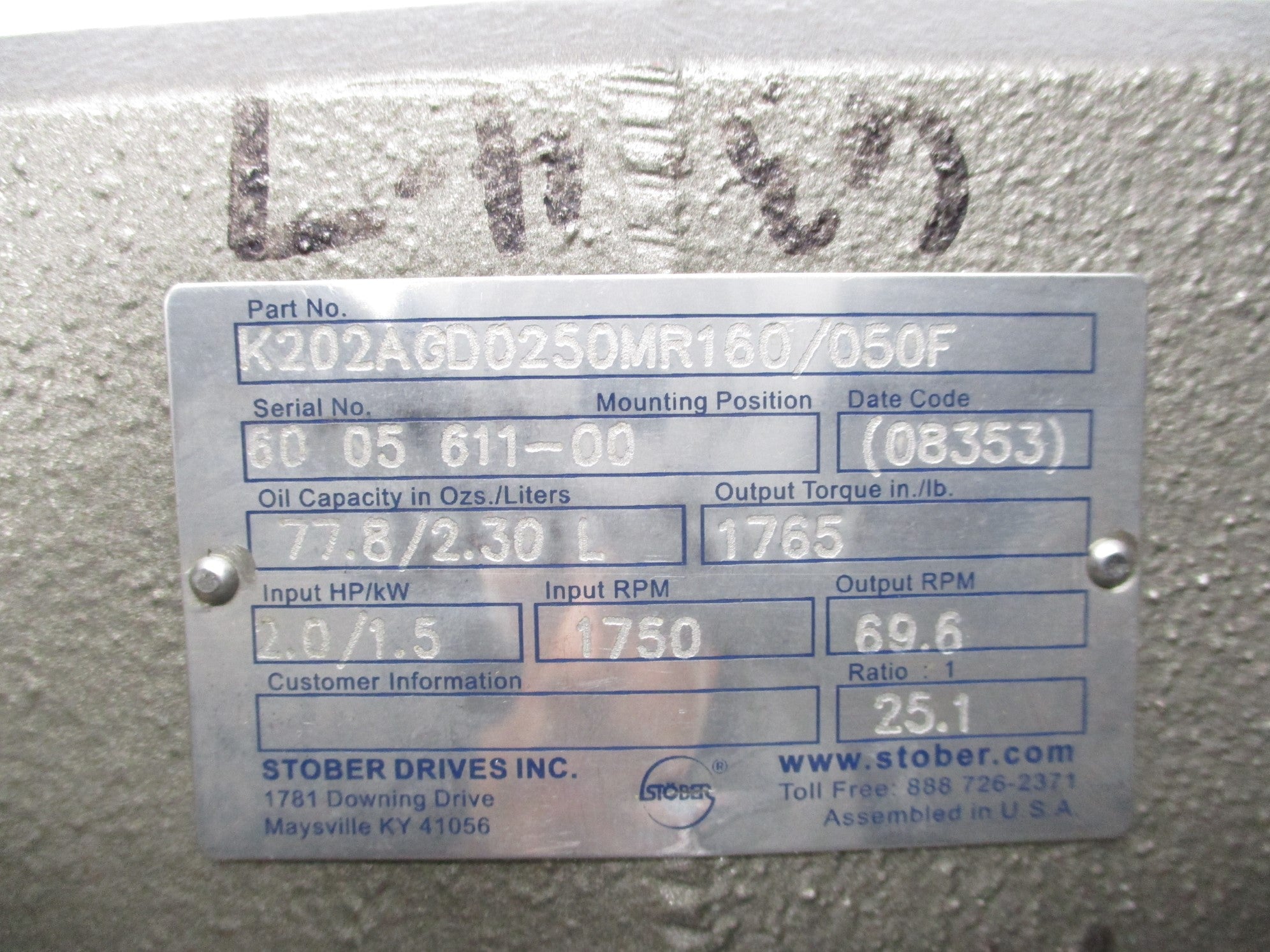 STOBER DRIVES K202AGD0250MR160/050F NSNP