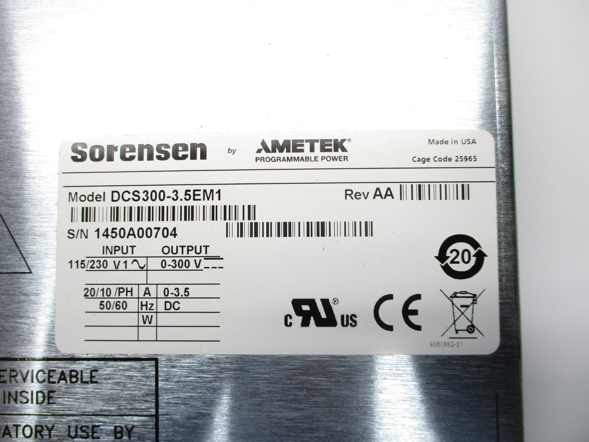 SORENSEN DCS300-3.5EM1 NSMP