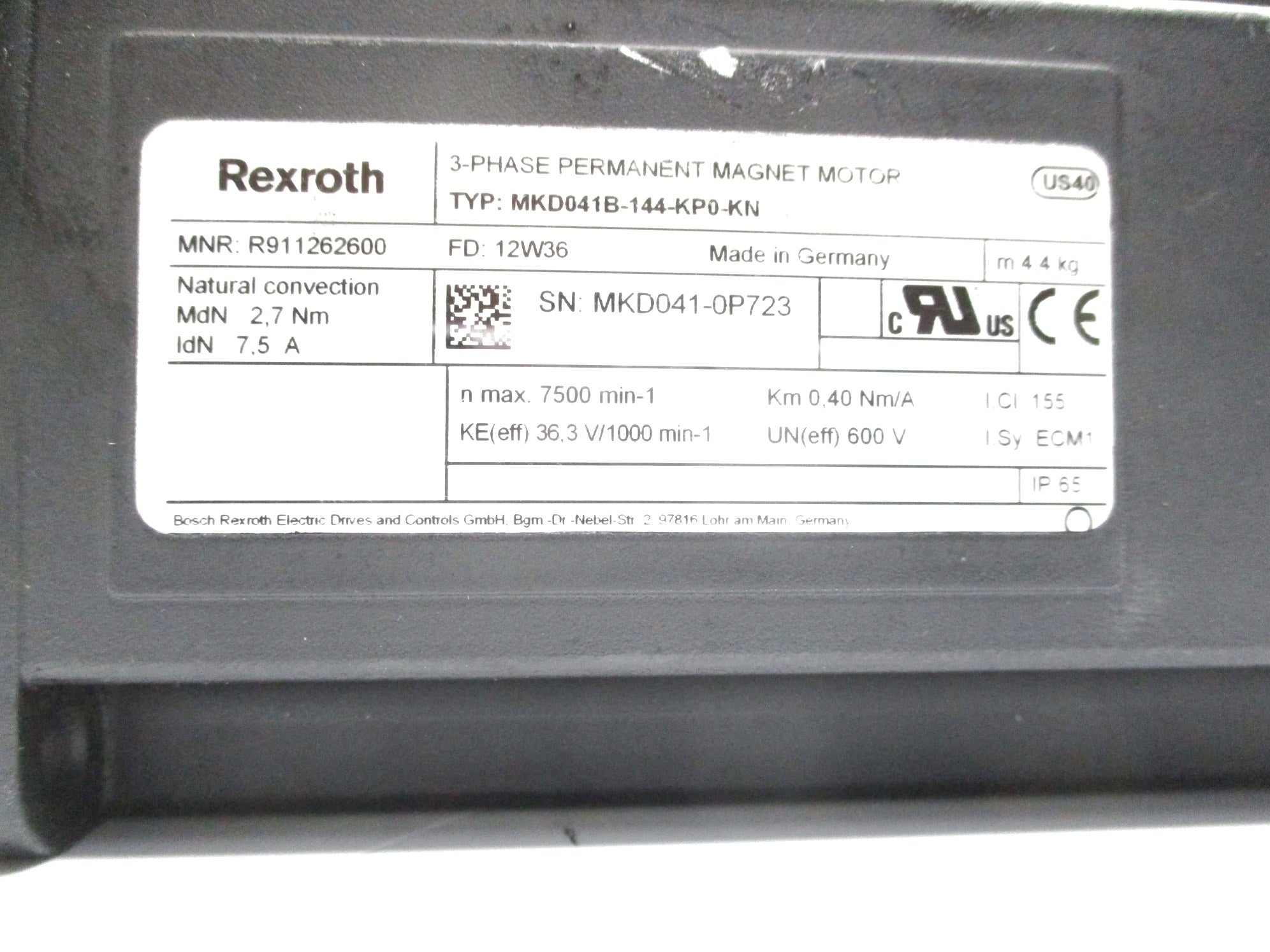 REXROTH MKD041B-144-KP0-KN R911262600 600V NSNP