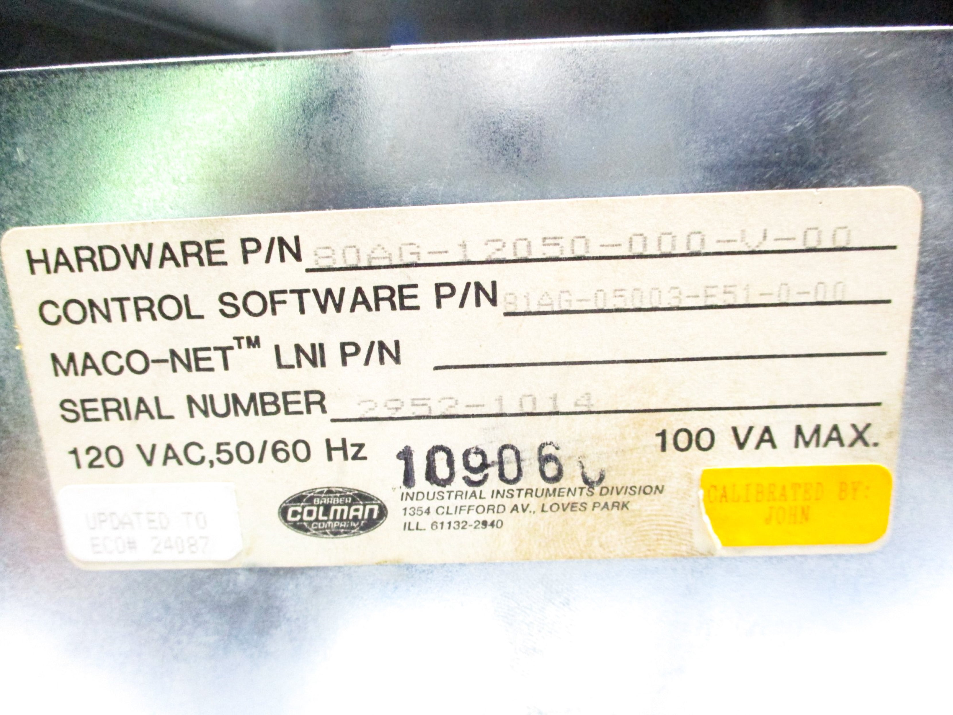 BARBER COLMAN MACO8000 80AG-12050-000-V-00 UNMP
